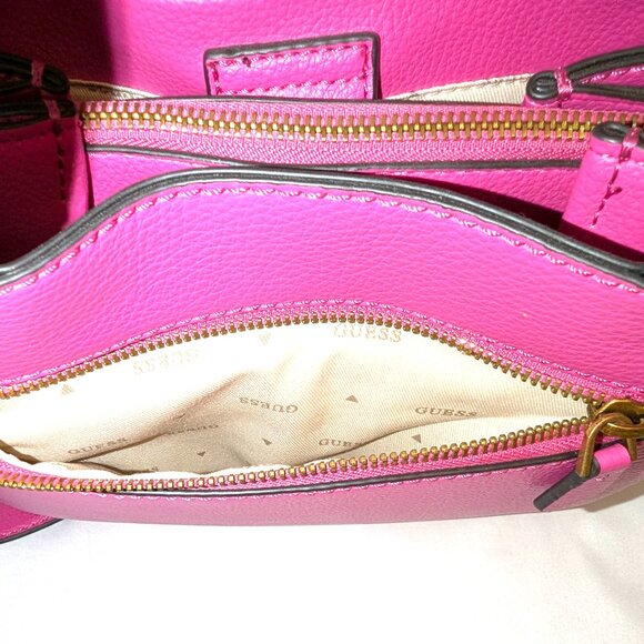 Guess | Zed Pebbled Small Girlfriend Carryall Purse in Fuchsia Pink | One Size - Picture 10 of 13